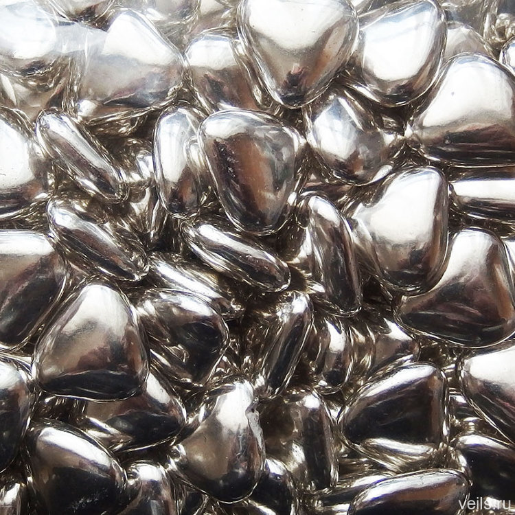 Конфеты Сердечко 25мм серебряное для бонбоньерок 1кг