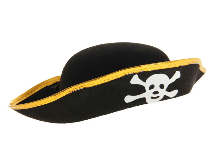 Шляпа пирата детская с черепом и золотым кантом