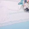 Венчальный набор льняной, белый рушник с 2 полосками кружева + 2 салфетки