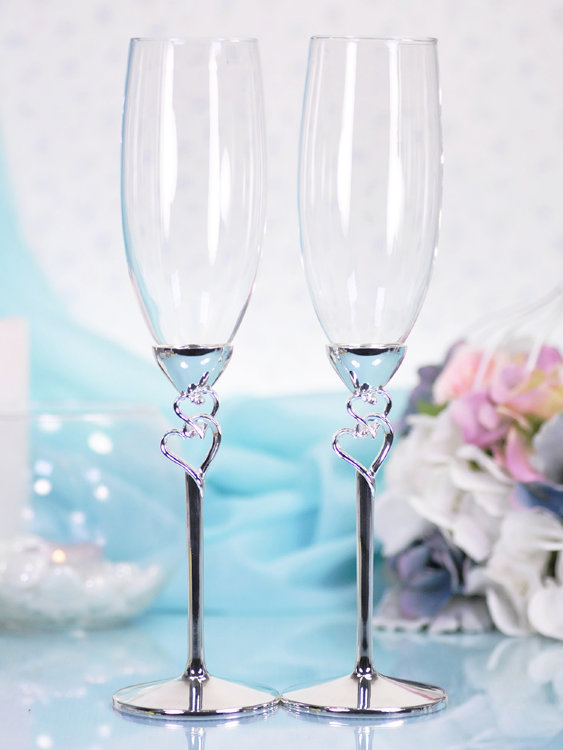 Свадебные бокалы для шампанского, сердечки мини
