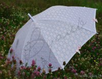 Свадебный зонт 02 с кружевом и бантами