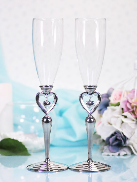 Свадебные бокалы для шампанского с подвеской
