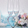 Свадебные бокалы с сердцем в ножке Wed-4, белый металл