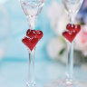 Свадебные бокалы ЛЮБОВЬ, красные сердца, фото 3