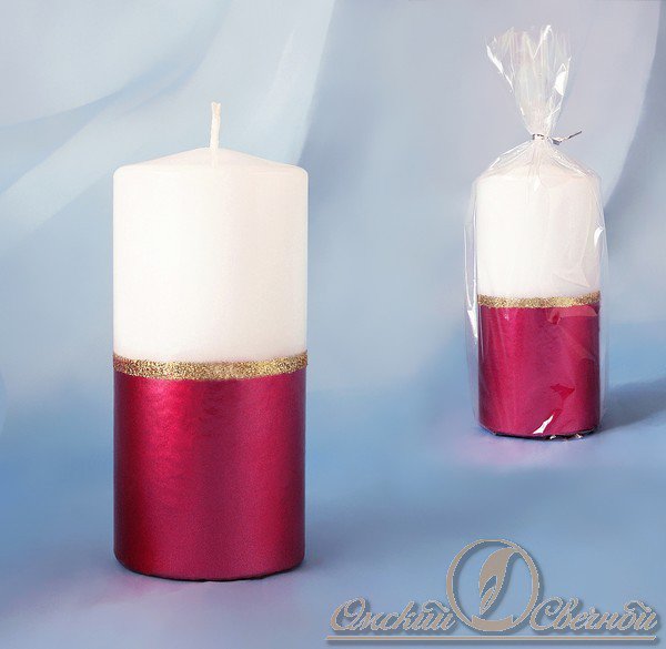 Свадебная свеча пенек рубиново-белый