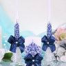 Домашний очаг Ажур синий, набор из 3-х свечей