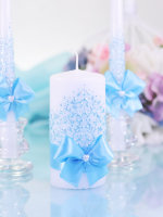 Домашний очаг Ажур голубой, набор из 3-х свечей