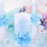 Домашний очаг Ажур голубой, набор из 3-х свечей