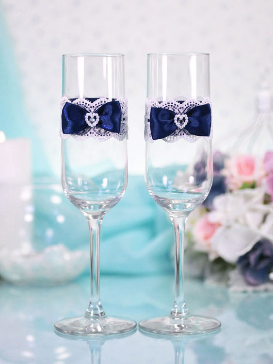 Свадебные бокалы Гармония, цвет синий