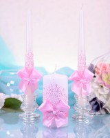 Домашний очаг Ажур розовый, набор из 3-х свечей