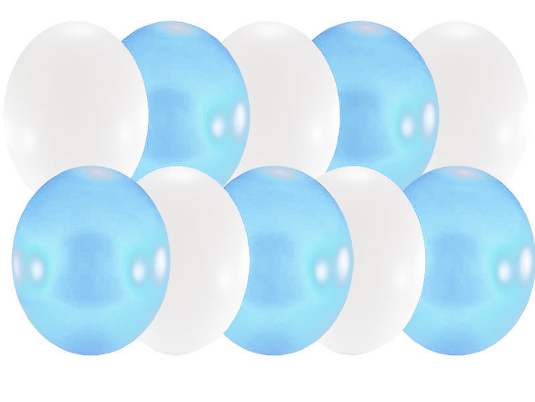 Праздничный набор из 10 шаров 30см, белые с голубым