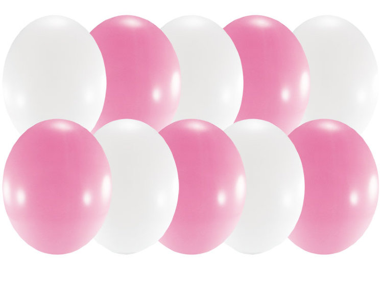Праздничный набор из 10 шаров 30см, розовые с белым