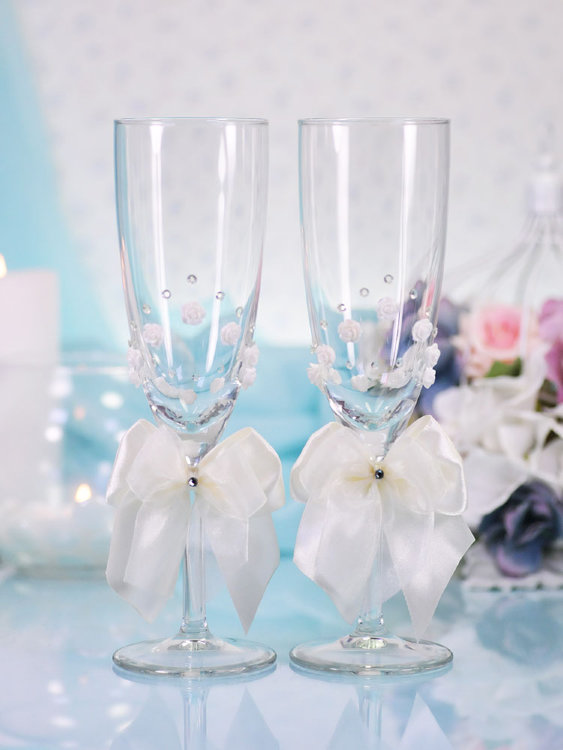 Свадебные бокалы Нежность, deco-036, цвет молочный