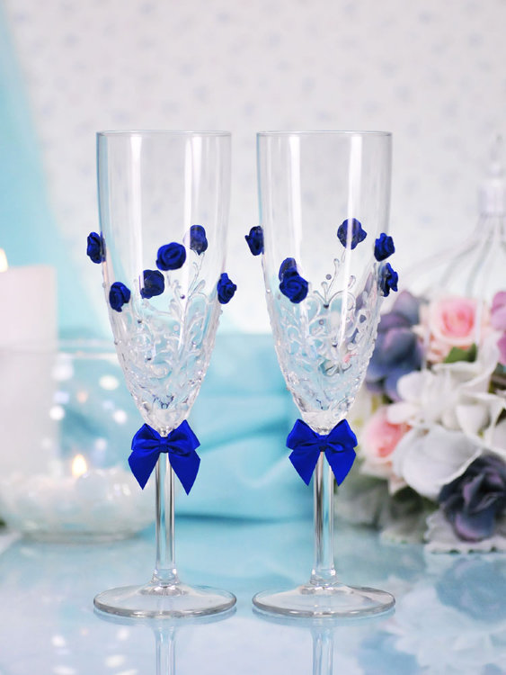 Свадебные бокалы Астранция синий, deco-034